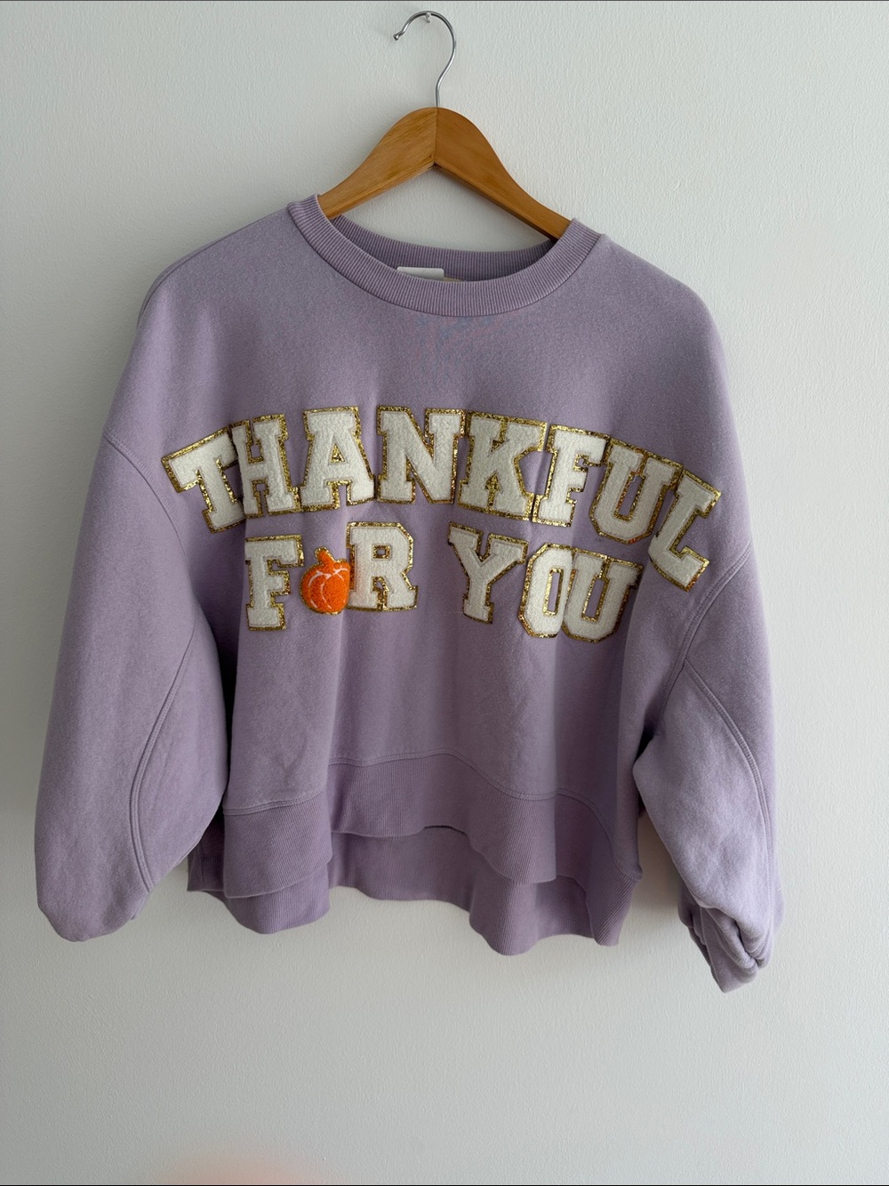 Judith March Lavender Thankful For You Appliqué Sweatshirt
